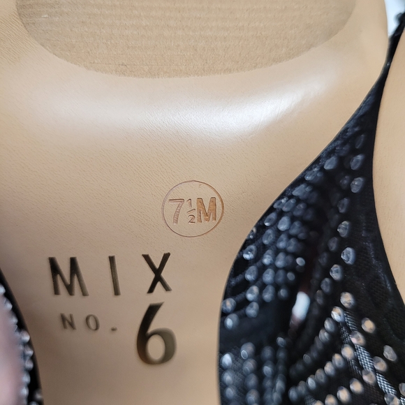 Mix No. 6 Black and Silver Rhinestone Mesh Heels Holiday Evening Cocktail Club - Picture 6 of 7